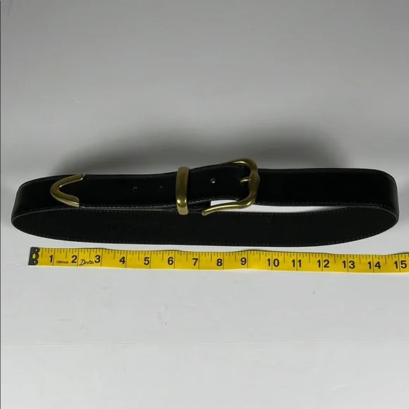 Fossil Black Leather Belt with Gold Buckle Sz L - Picture 12 of 14